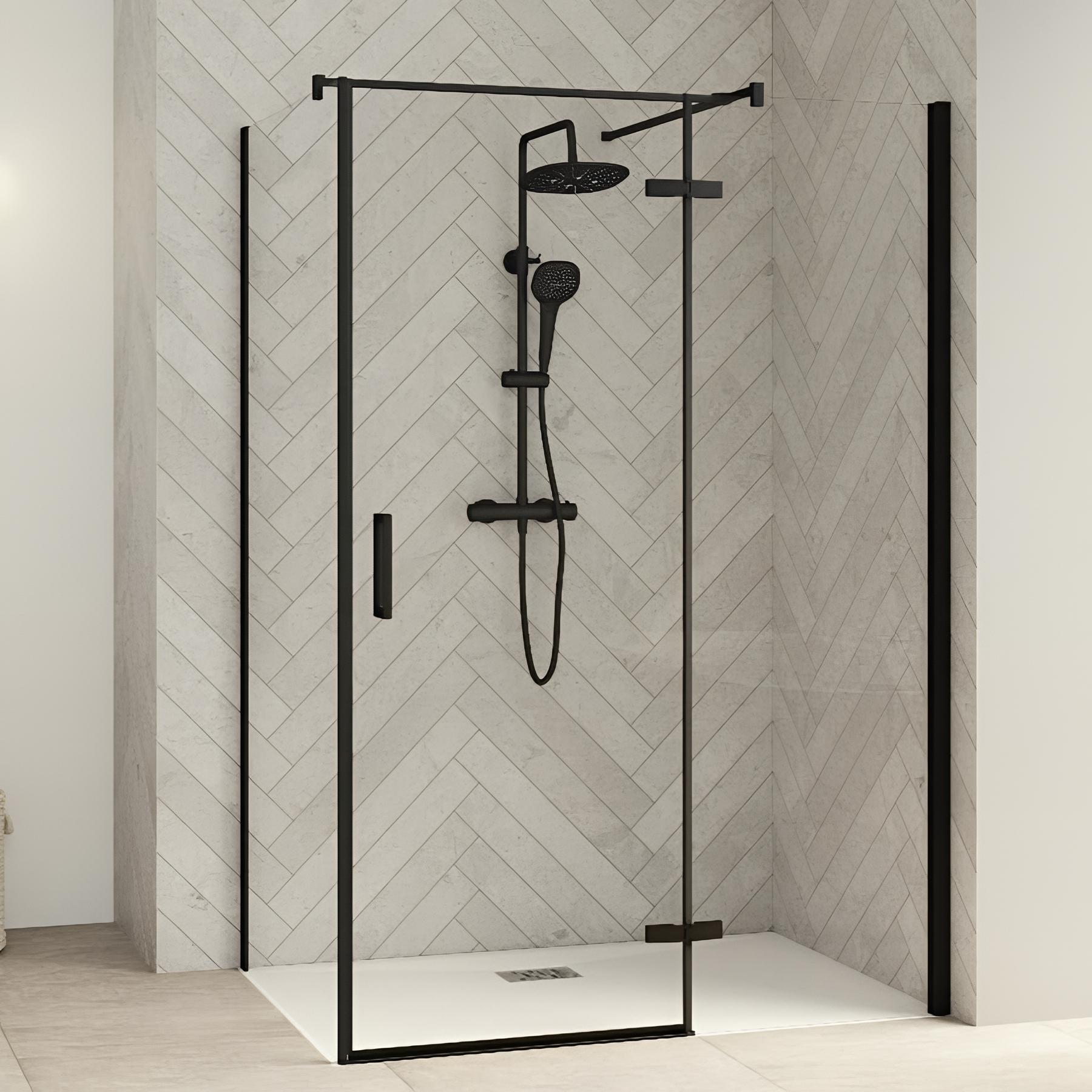 Paroi de douche kinedo Smart Design pivotante (extérieur) sans seuil avec une partie fixe 100 blanc - charnières à droite
