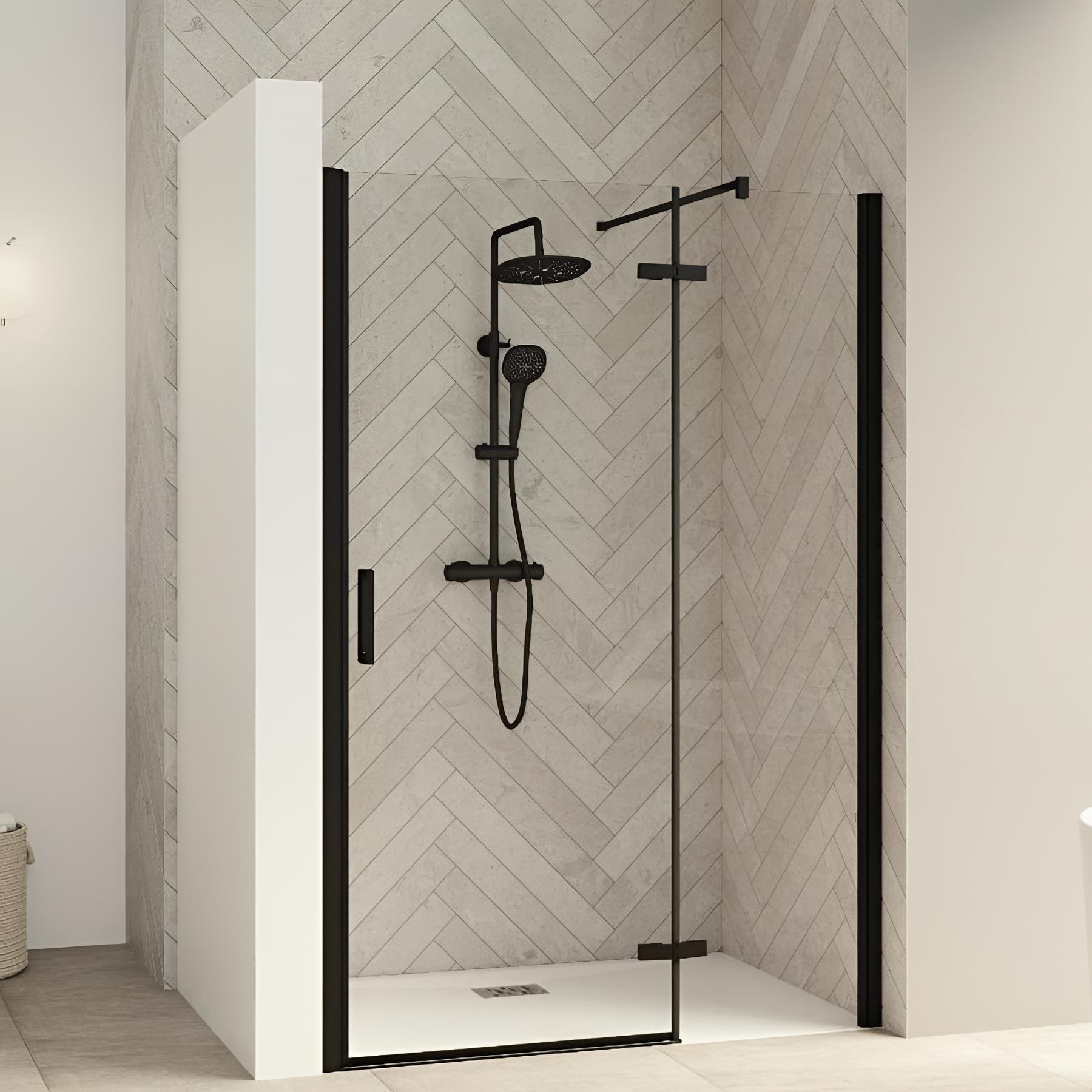 Paroi de douche kinedo Smart Design pivotante (extérieur) sans seuil + paroi fixe d'angle 100 blanc - charnières à gauche