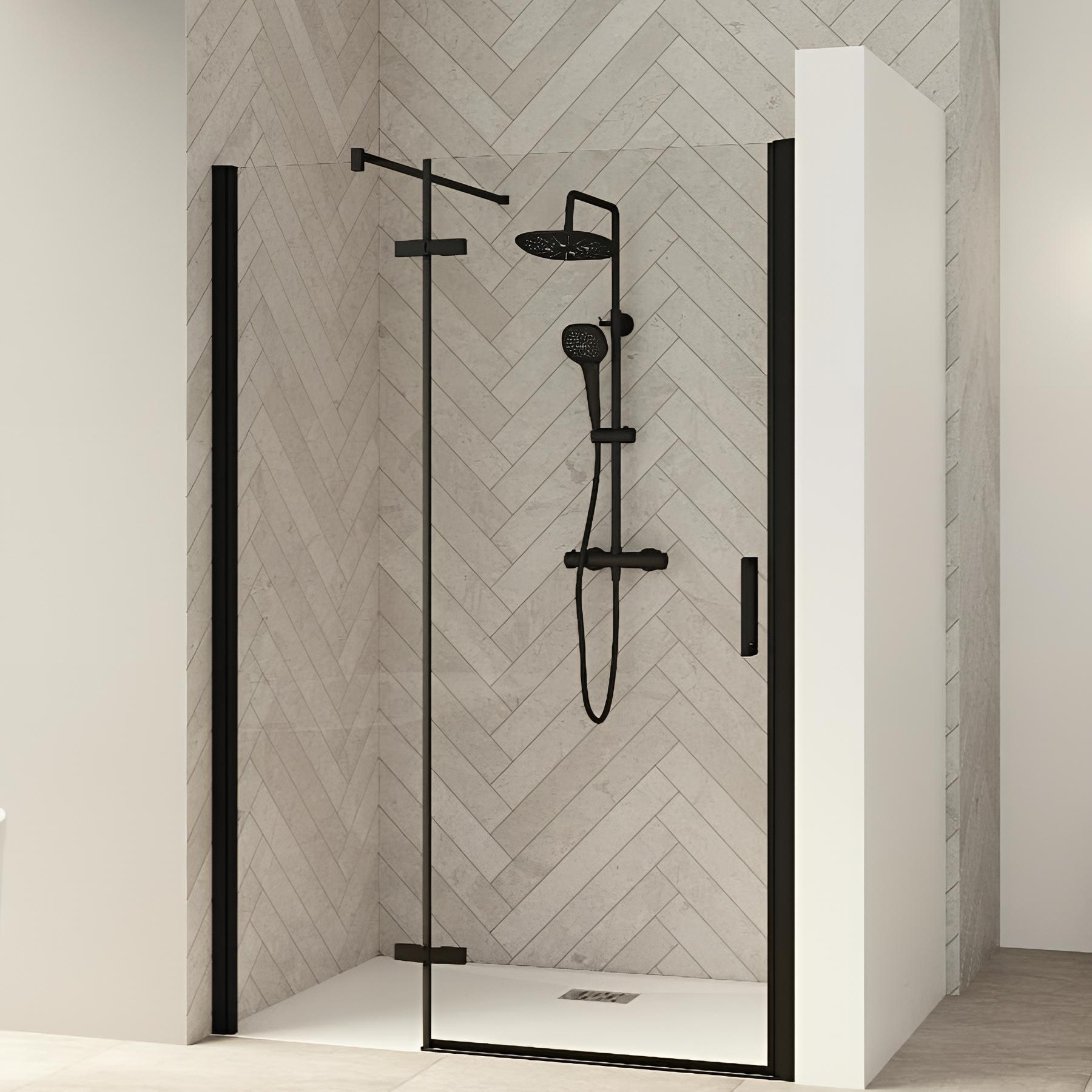 Paroi de douche kinedo Smart Design pivotante (extérieur) sans seuil + paroi fixe d'angle 100 blanc - charnières à droite