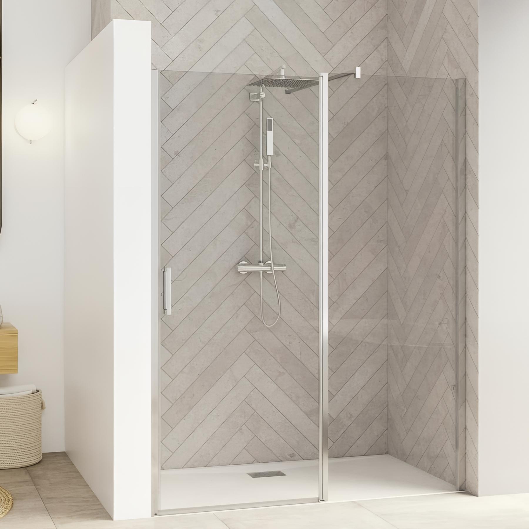 Porte de douche porte pivotante SMART Design XXL sans seuil (conforme PMR) L 1,60 m H 2,05 m