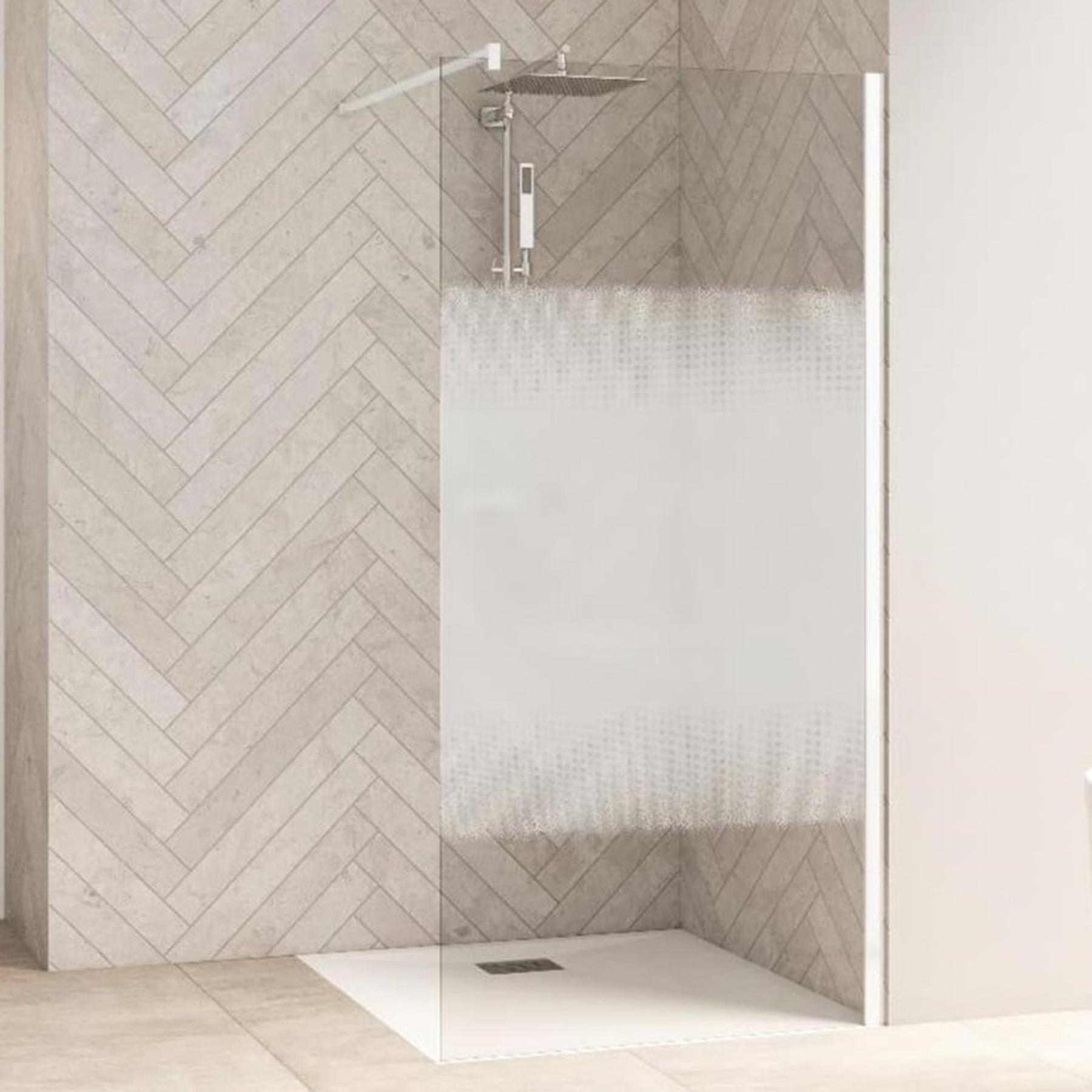 Paroi de douche Smart Design Solo 160 blanc verre sérigraphié cosmos