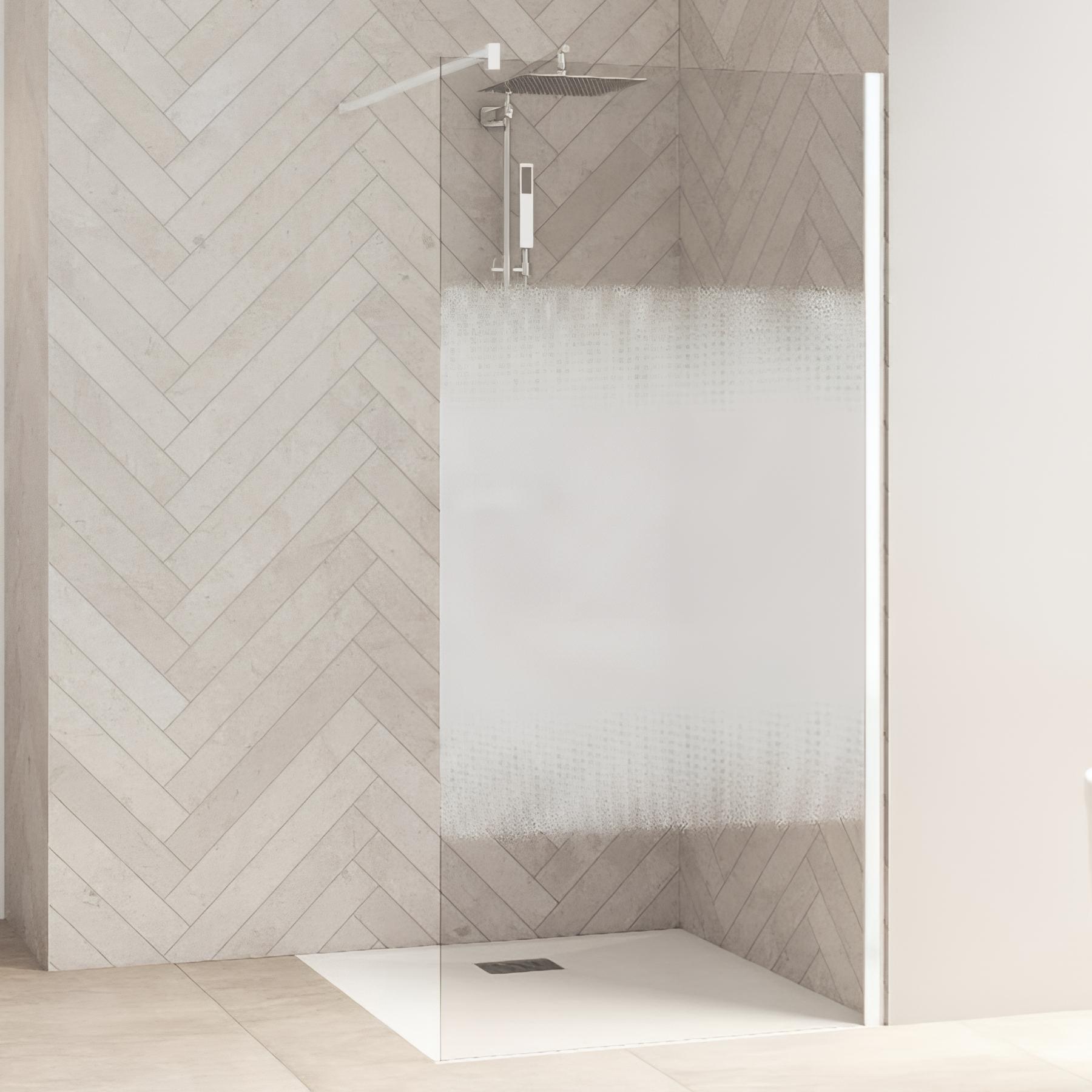 Paroi de douche kinedo Smart Design Solo 160 blanc verre sérigraphié cosmos