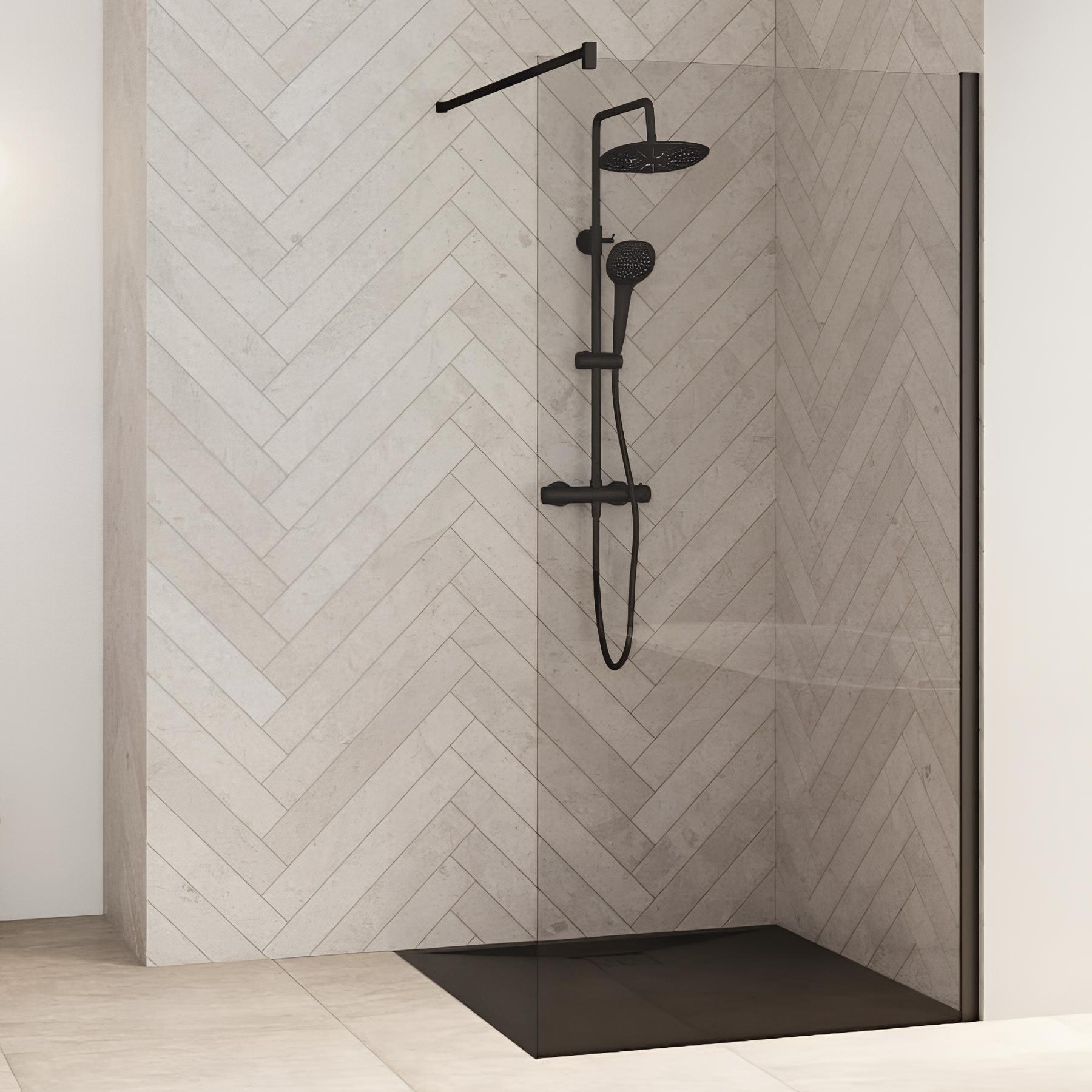 Paroi de douche kinedo Smart Design Solo 160 gris noir grainé verre transparent
