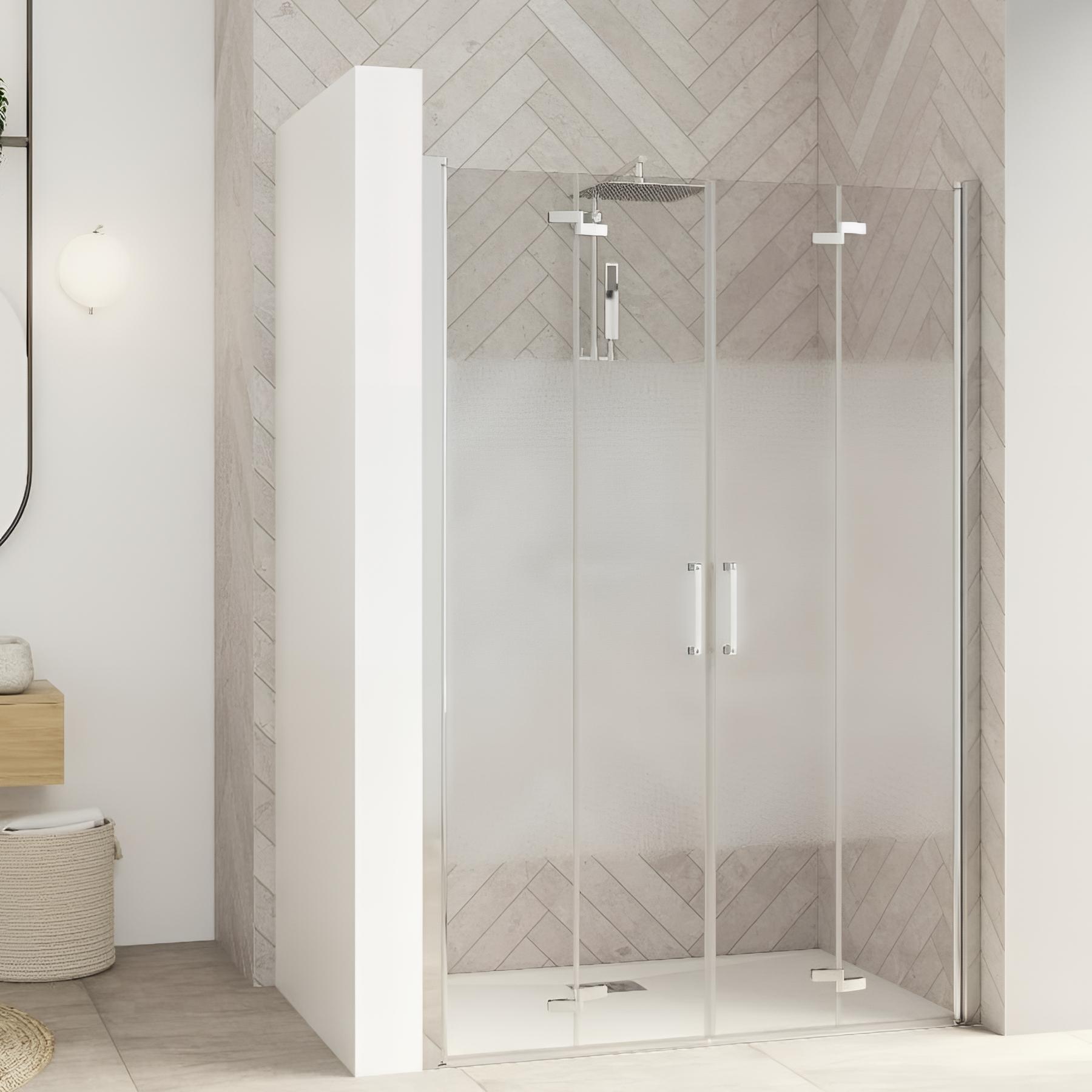 Paroi de douche kinedo Smart Design 1 volet coulissant avec seuil extensible 137/150 chromé verre sérigraphié cosmos