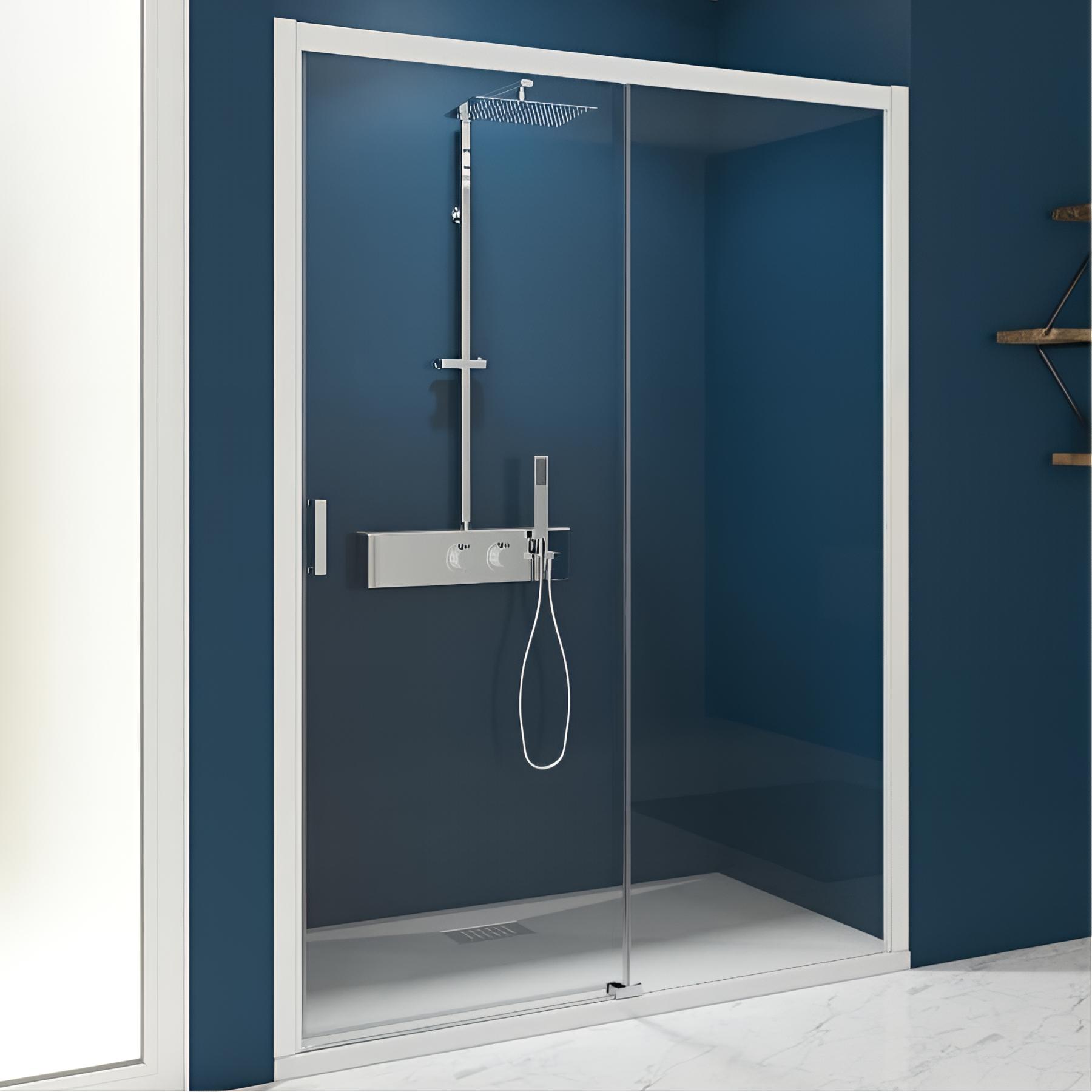 Paroi de douche coulissante Kinédo SMART Express C sans seuil (PMR) L1,40m H.1,90m blanc droite 