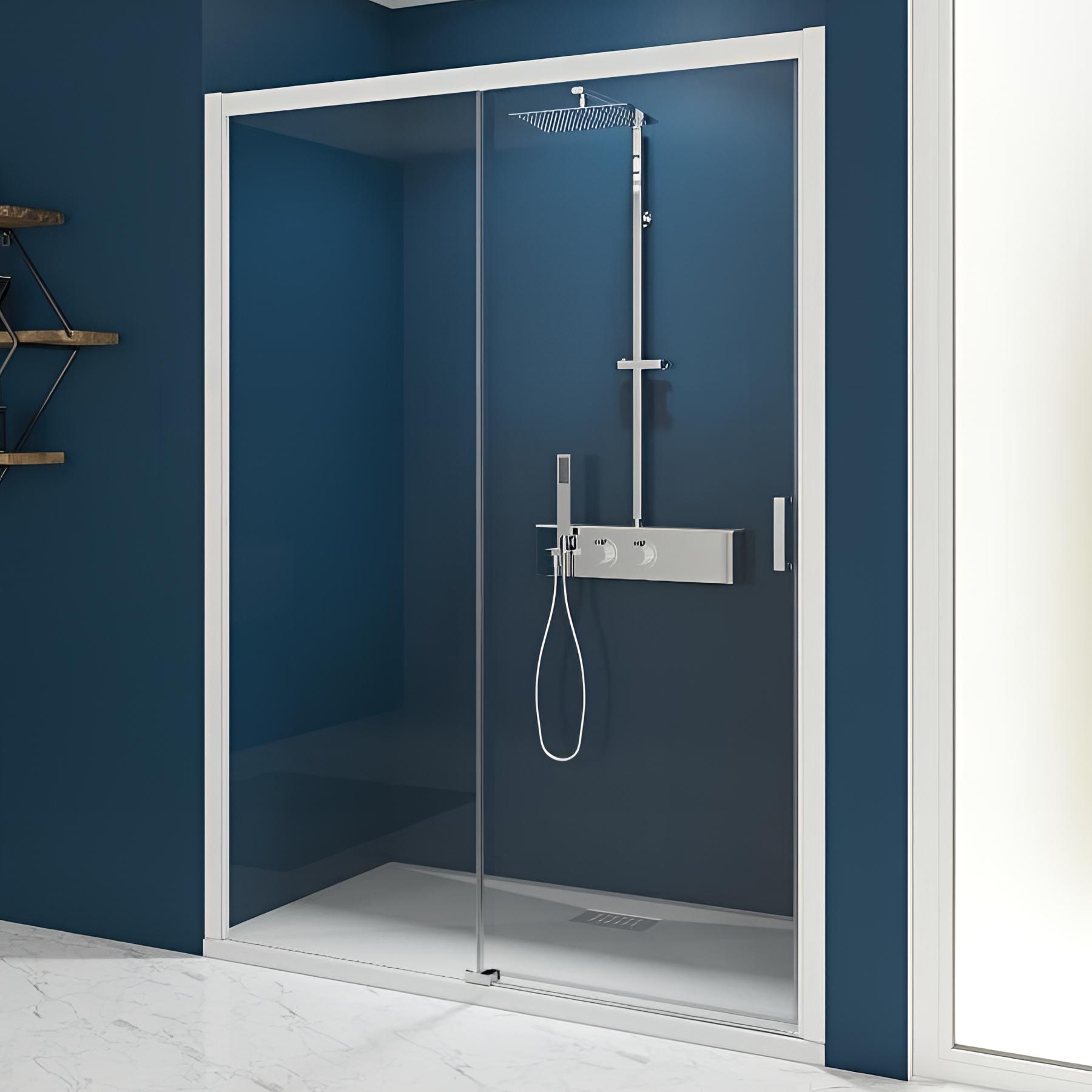 Paroi de douche coulissante Kinédo SMART Express C sans seuil (PMR) L1,40m H.1,90m blanc gauche