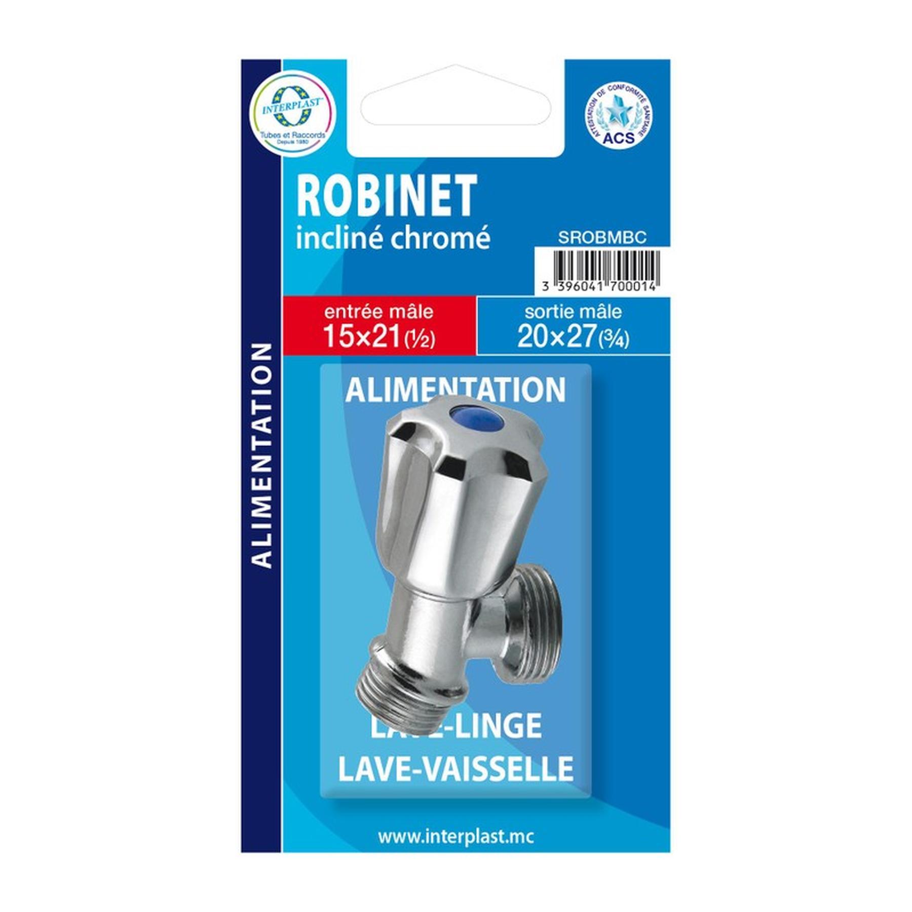 Robinet incliné Gamme PRO pour machine à laver Ø1/2"x3/4"