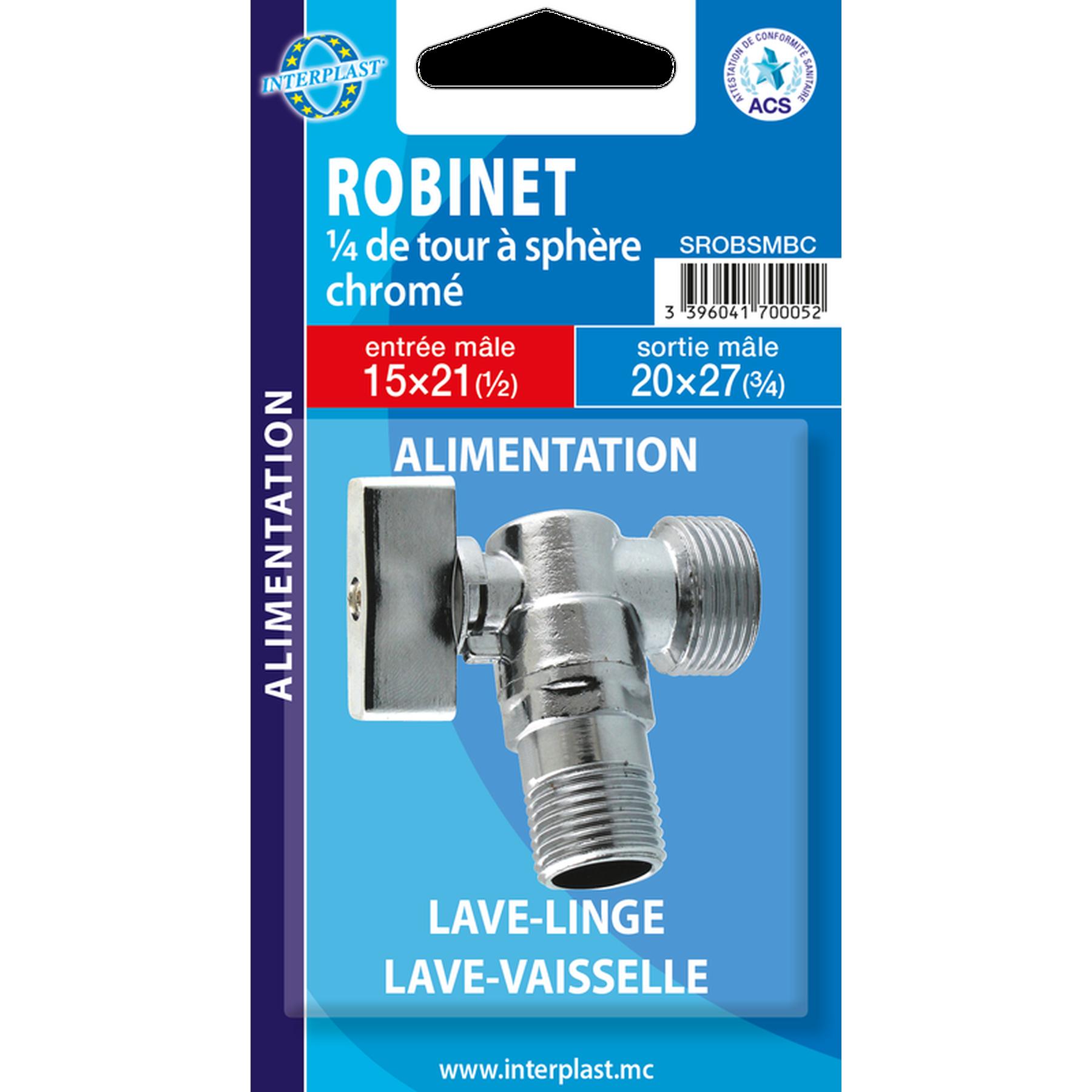 Robinet à sphère Gamme PRO pour machine à laver Ø1/2"x3/4"