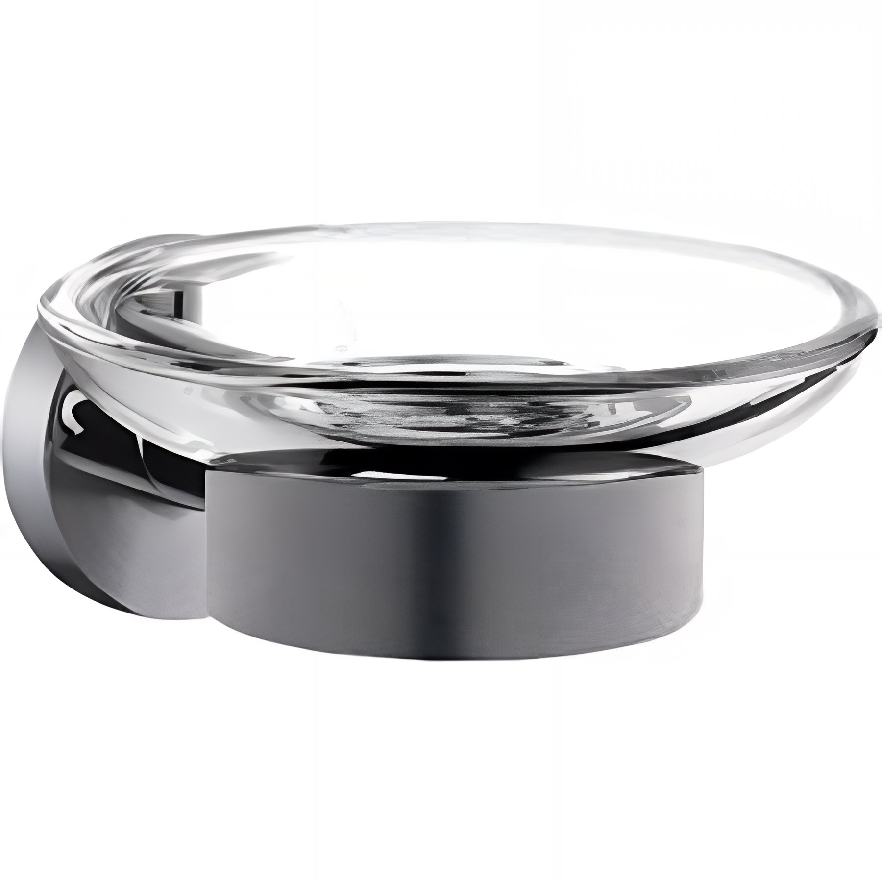 Porte-savon Gamme PRO PELLET mural avec savonière translucide en inox brossé 110x57x135 mm