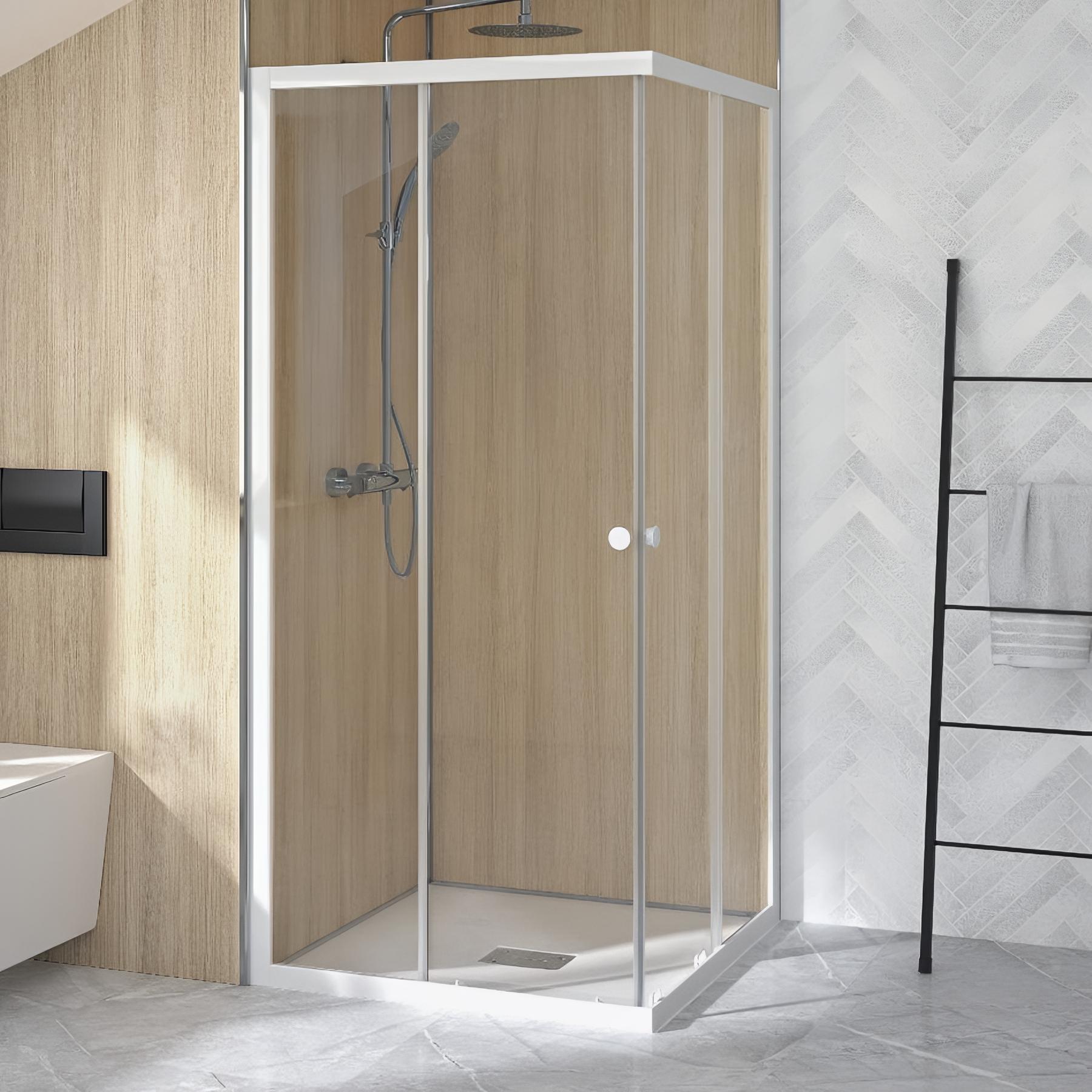 Paroi Supra 1 volet coulissant sans seuiL 1,40 m blanc - partie fixe à droite