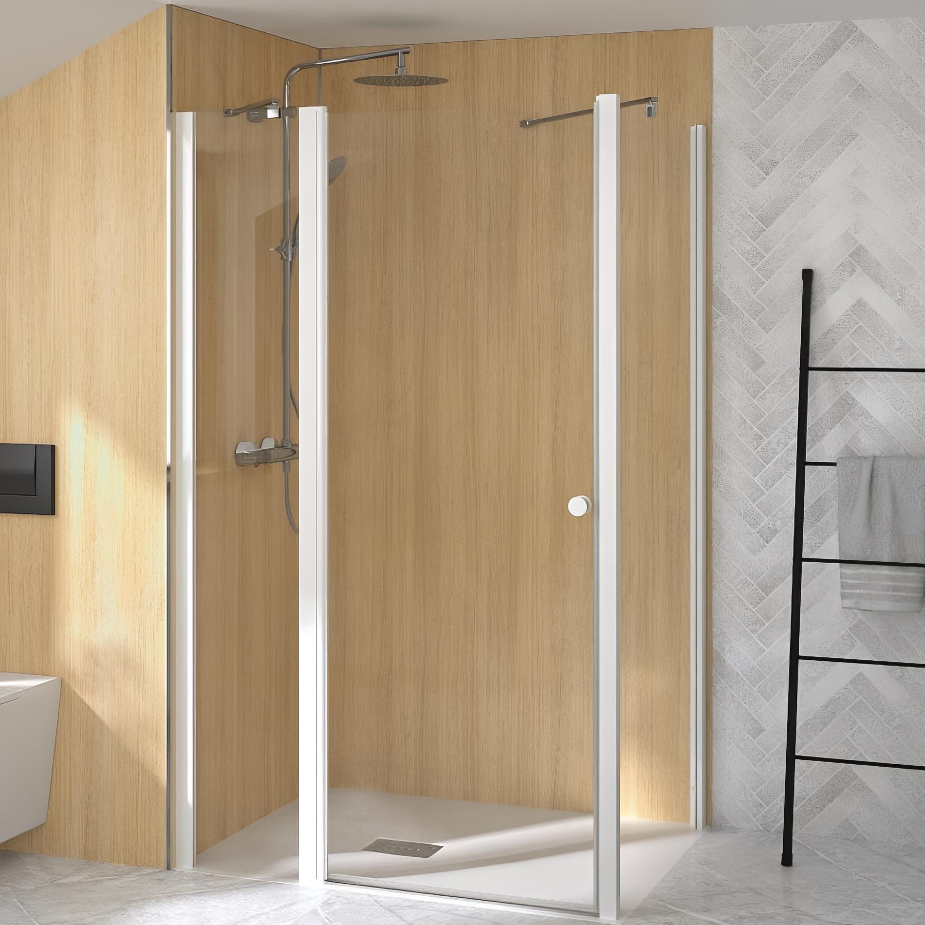 Paroi Supra Porte pivotante (extérieur) sans seuil à compléter avec partie fixe 120 blanc