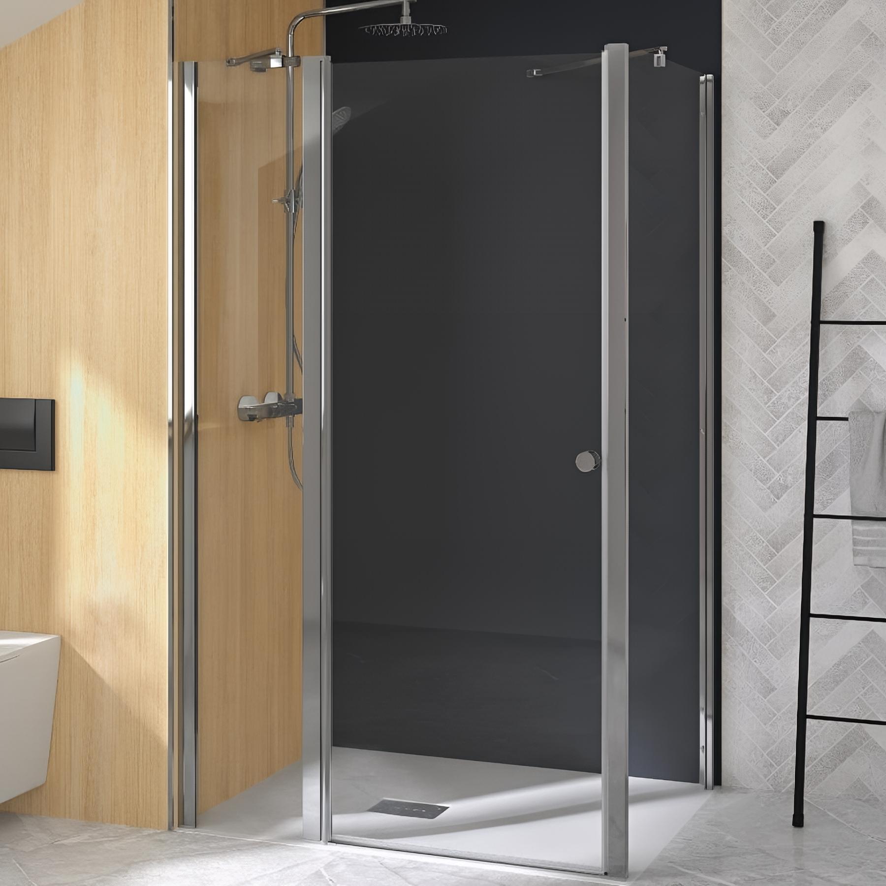 Paroi Supra Porte pivotante (extérieur) sans seuil à compléter avec partie fixe 120 chromé