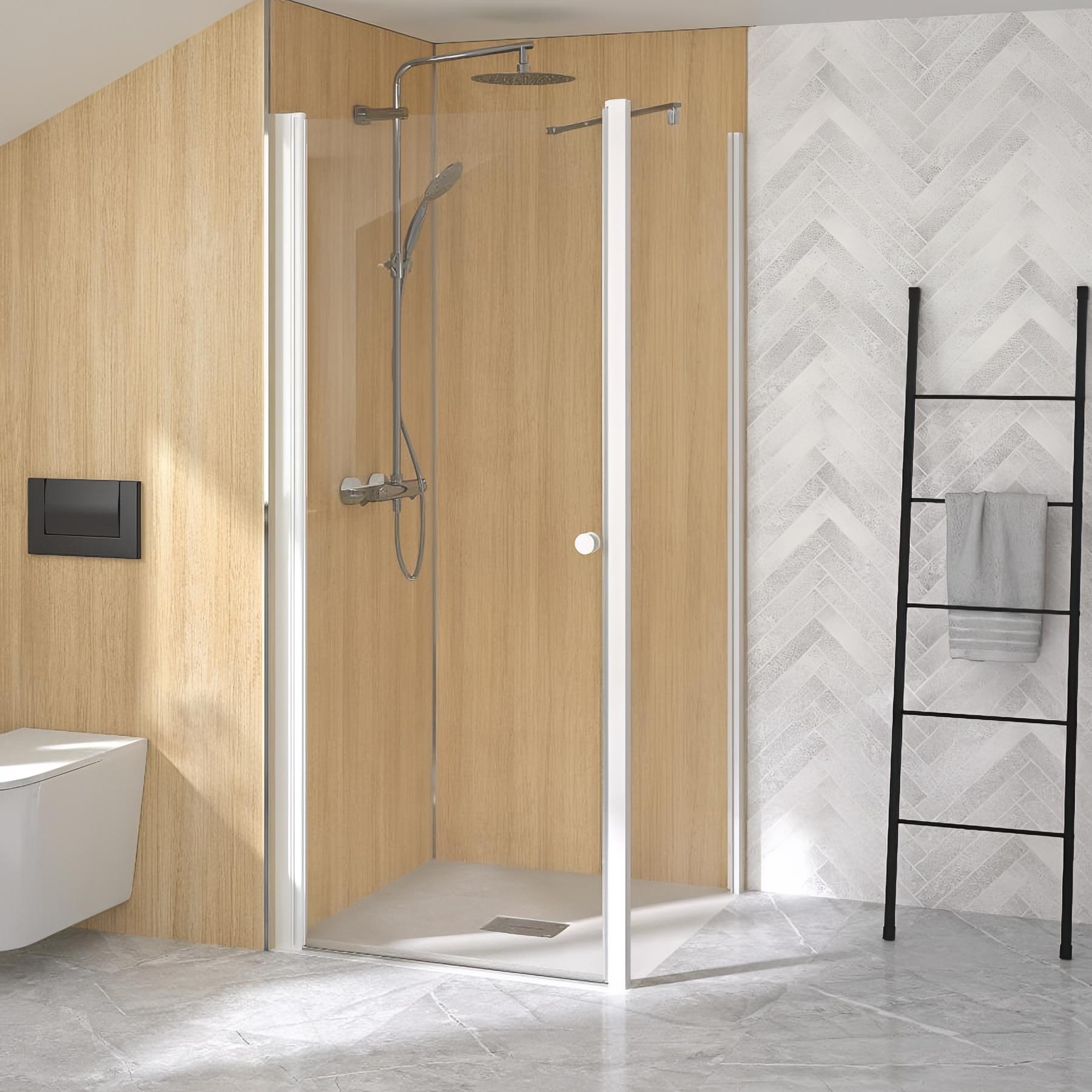 Paroi Supra Porte pivotante (extérieur) sans seuil à compléter avec partie fixe 100 blanc