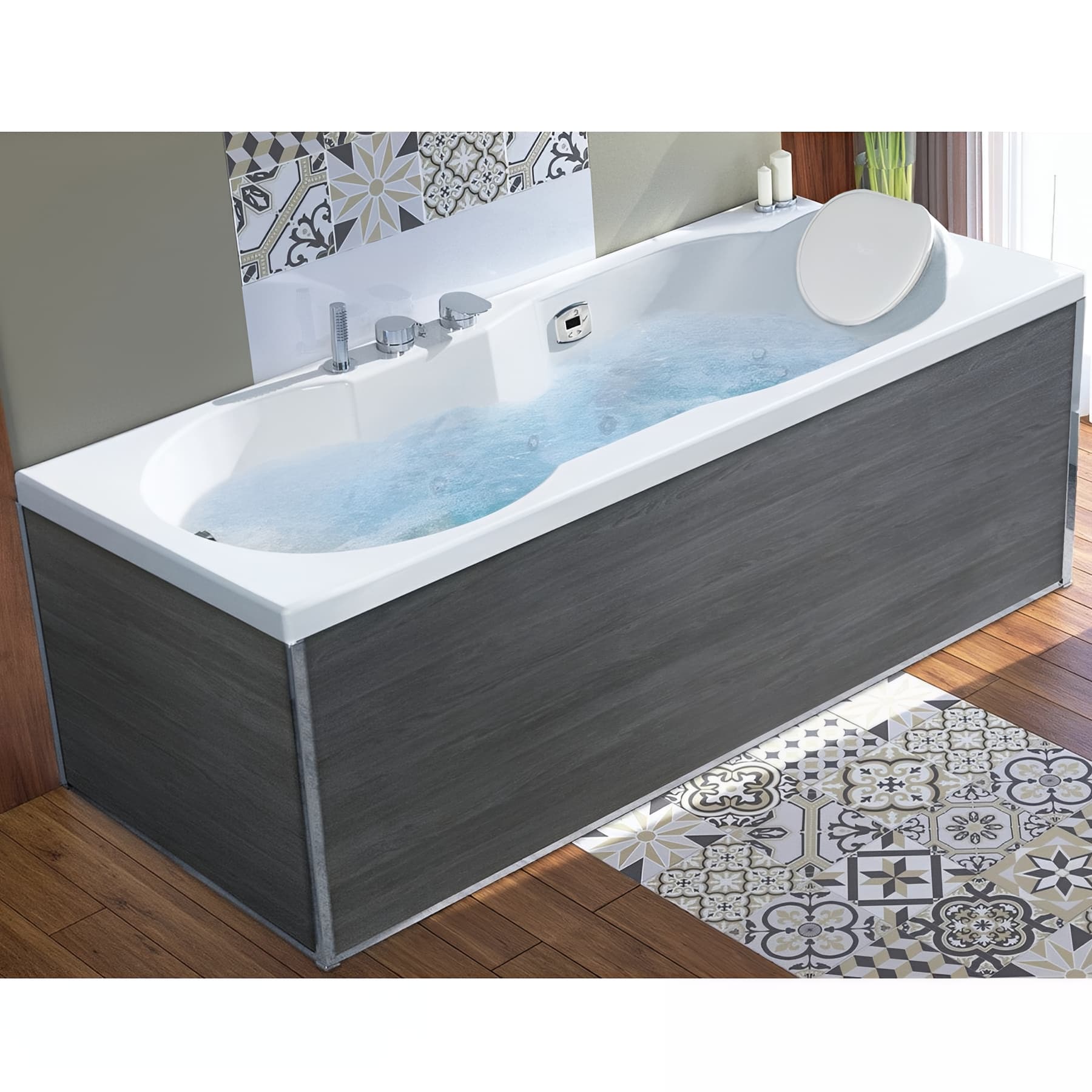 Retour de tablier acrylique Biocryl coloris bois foncé largeur 70cm pour baignoires KINEDO sauf STAR et SAMBA