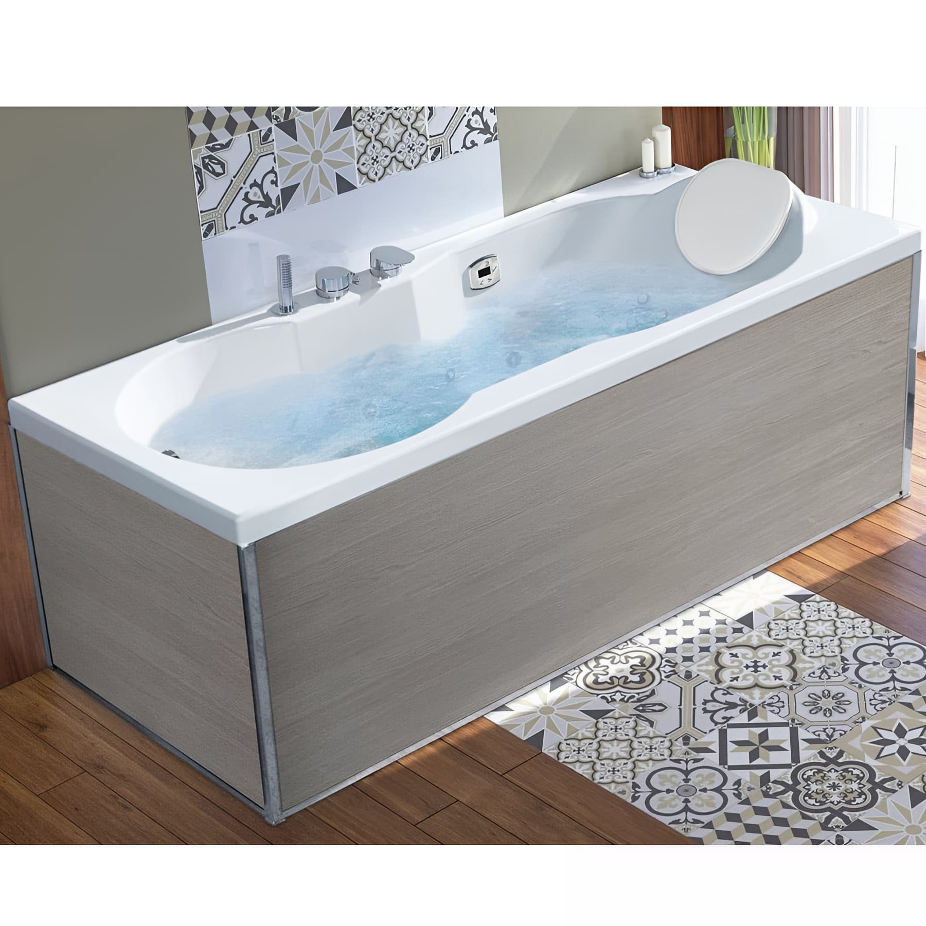 Retour de tablier acrylique Biocryl coloris bois clair largeur 70cm pour baignoires KINEDO sauf STAR et SAMBA