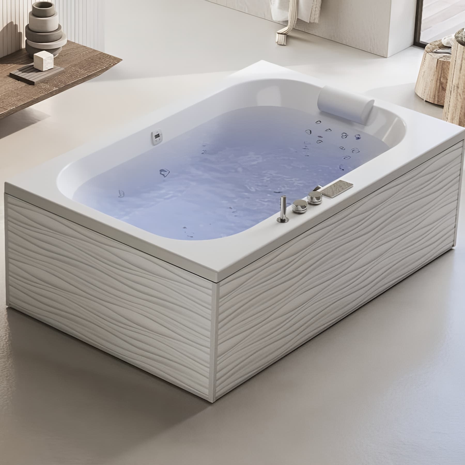 Retour de tablier acrylique Biocryl décord Vagues largeur 70cm pour baignoires KINEDO sauf STAR et SAMBA