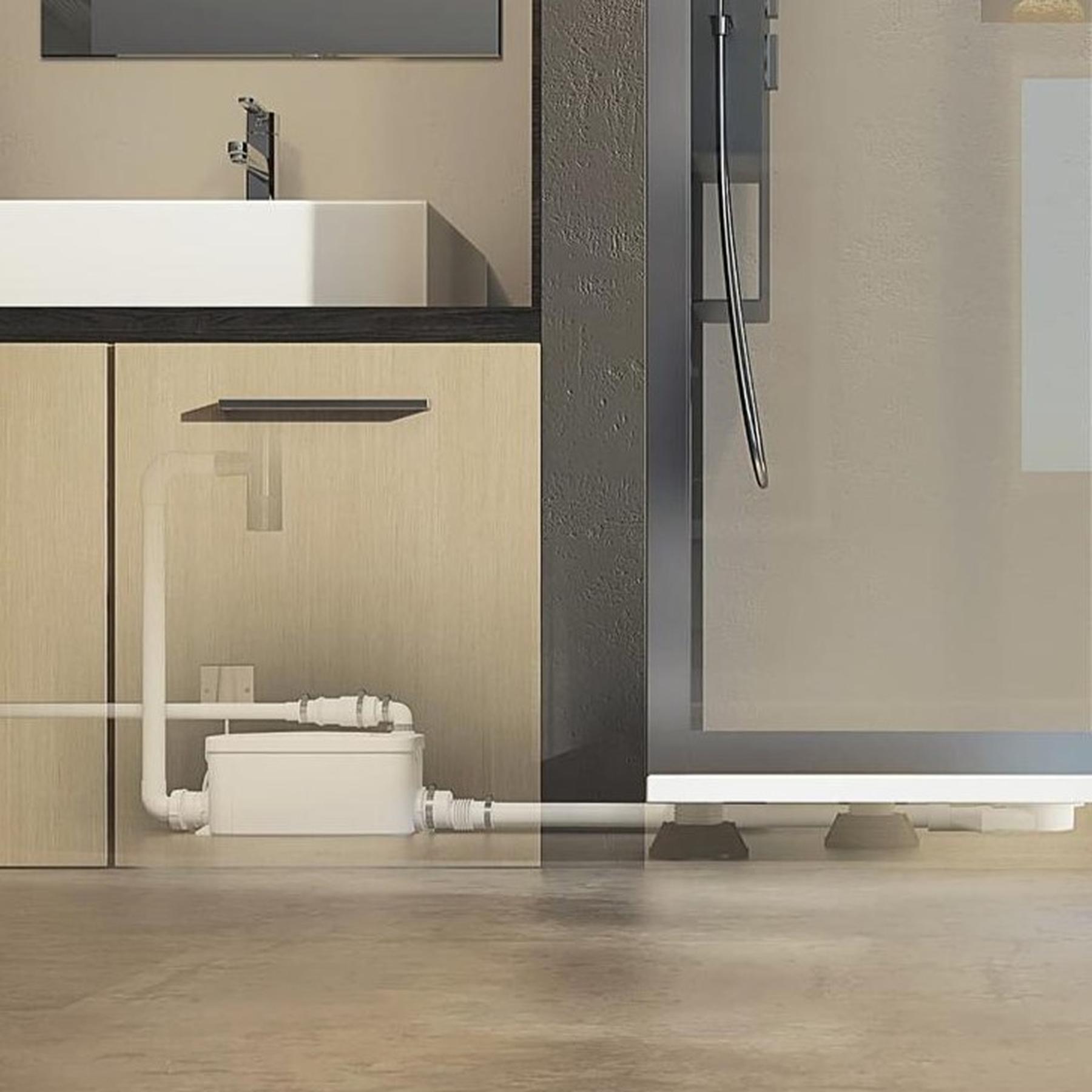 Pompe de relevage VD90 pour cabine de douche KINEDO KINEMAGIC livré avec bonde de raccordement spéciale