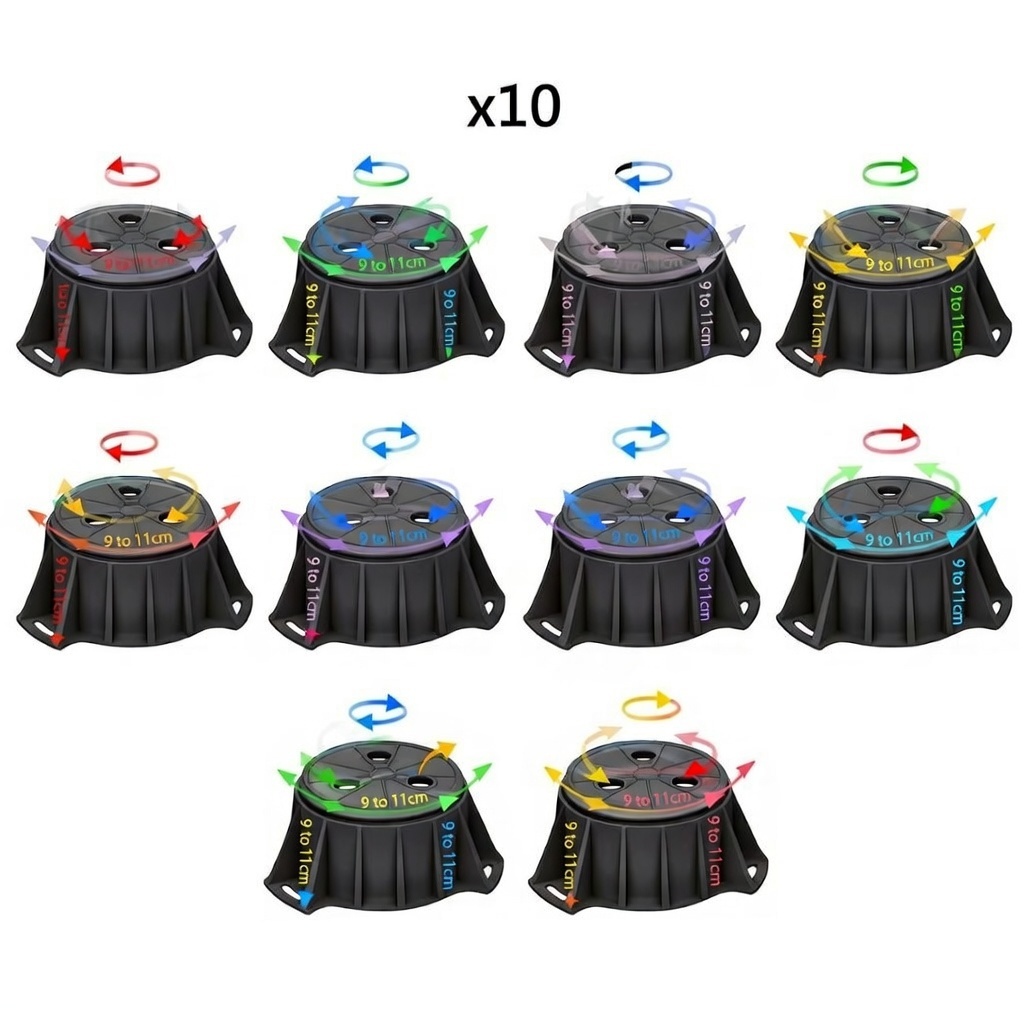 Pack de 10 pieds réglables 7 à 11cm pour receveurs en grès, acrylique, composite et pierre naturelle tous modèles